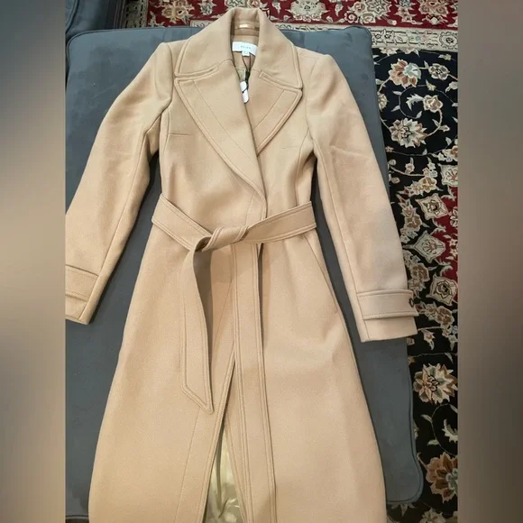 Reiss Tor Belted Wool Blend Coat In Camel NWT  US 4 - Picture 6 of 16